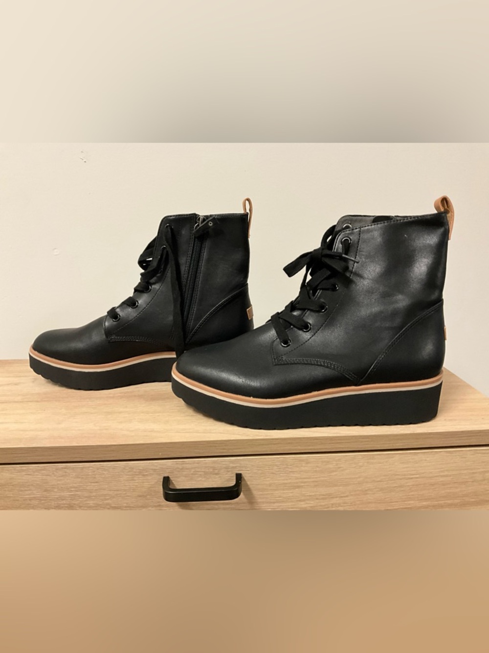 Dr. Scholl's Black Combat Moto Boots with Sturdy Sole